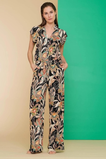 Geisha Broek AMY JUMPSUIT MET PRINT 41105 60 Emerald/Orange