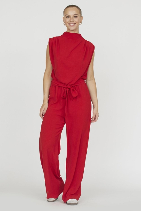 SisterS point rode dames jumpsuit | Model vooraanzicht