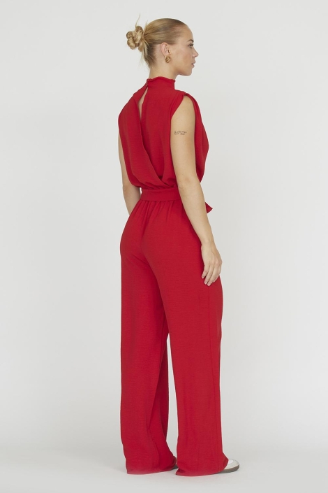 SisterS point rode dames jumpsuit | Model achteraanzicht