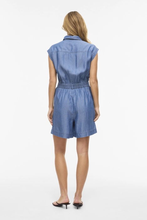 Vila blauwe dames jumpsuit | Model achteraanzicht