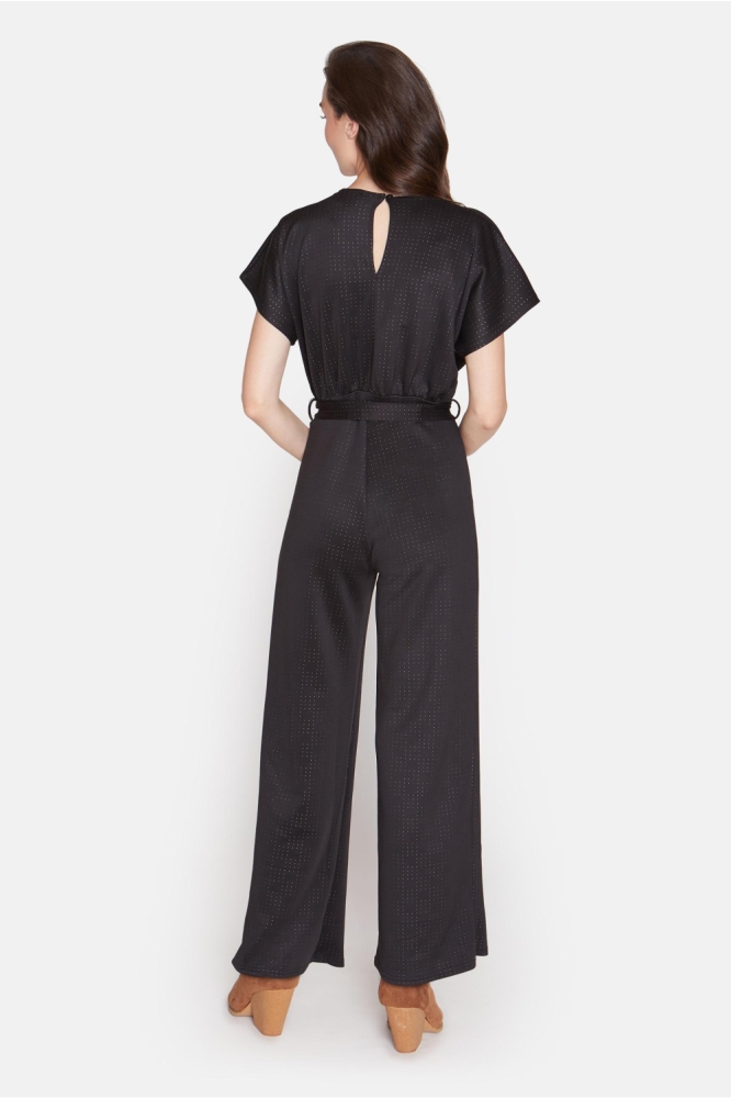 SisterS point zwarte dames jumpsuit | Model achteraanzicht