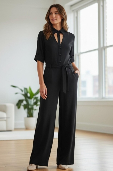 Zip73 Broek JUMPSUIT CUT OUT BLACK 313 01 001 001 BLACK