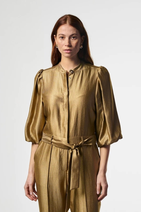 Aaiko gouden dames jumpsuit | Close up