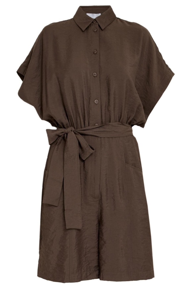Minus bruine dames jumpsuit | Vooraanzicht