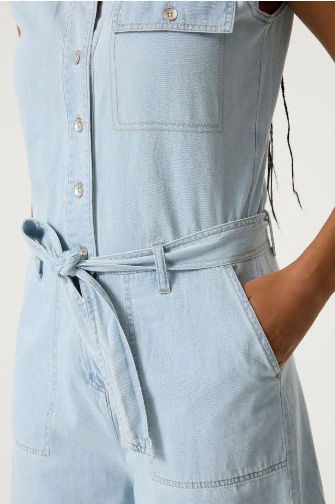 Garcia blauwe dames jumpsuit | Close up