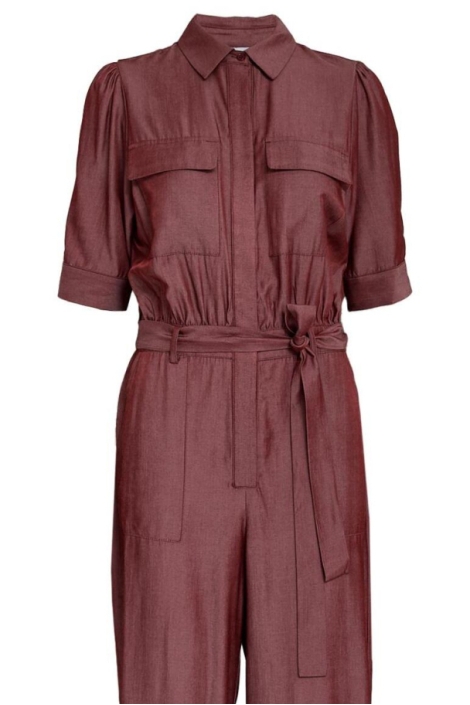 Minus bordeaux dames jumpsuit | Close up