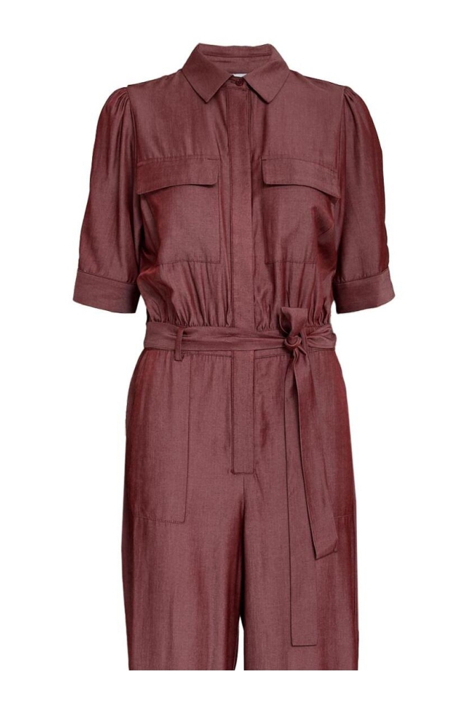 Minus bordeaux dames jumpsuit | Close up