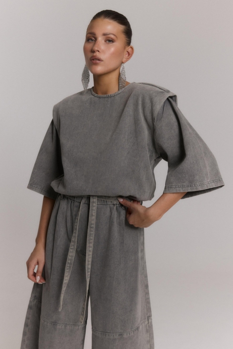 Refined Department grijze dames jumpsuit | Close up