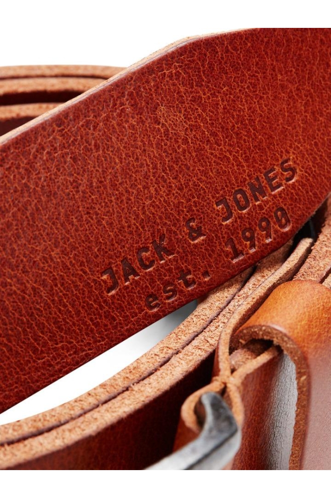 Jack & Jones cognac heren riem | Close up