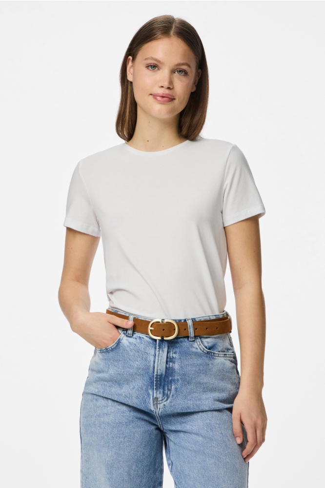 Pieces cognac dames riem | Model vooraanzicht