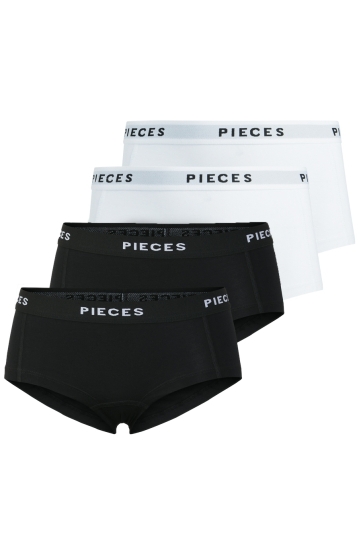 Pieces Ondergoed PCLOGO LADY 4 PACK SOLID NOOS BC 17106857 Black 4 PACK W. BLK/BLK/WHITE/WHITE