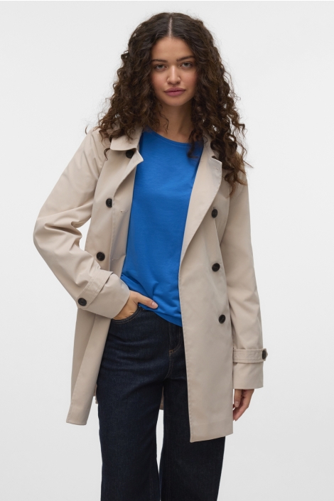 Vero Moda beige dames jas | Model vooraanzicht