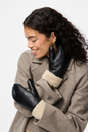 Pieces Accessoire PCJAY LEATHER MITTENS FP 17142511 BLACK
