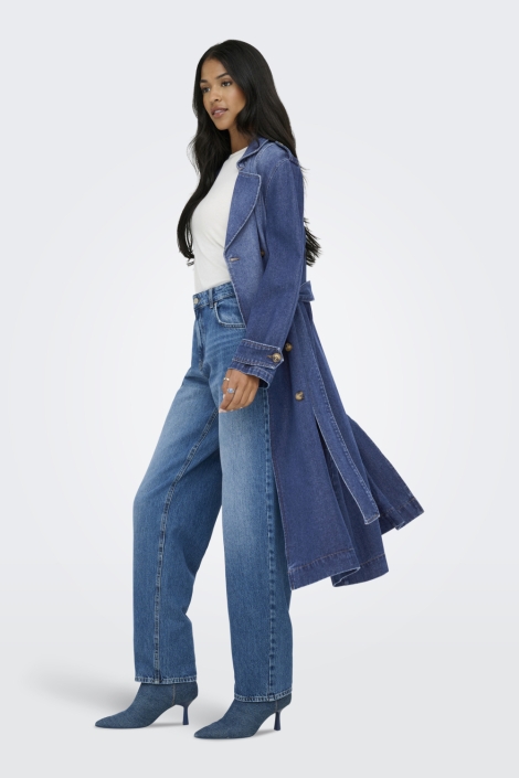 Jacqueline de Yong blauwe dames jas | Model zijaanzicht