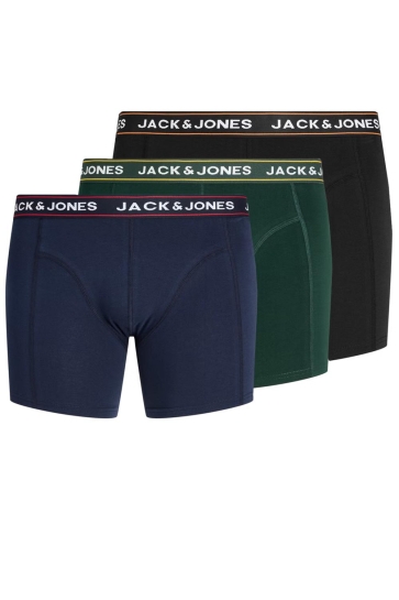 Jack & Jones Ondergoed JACMAX SOLID TRUNKS 3 PACK BTW 12298670 Black/Navy Blazer