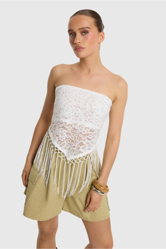 Refined Department witte dames sjaal | Model vooraanzicht