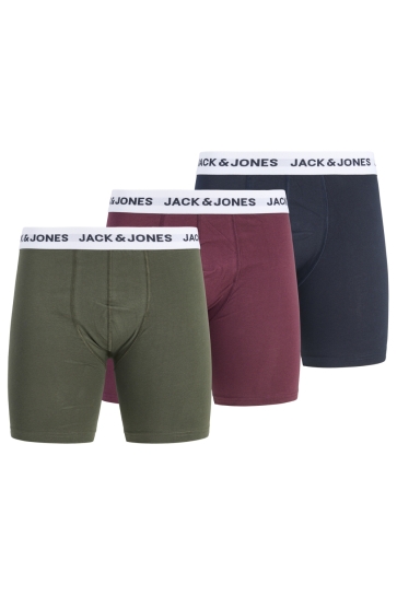 Jack & Jones Ondergoed JACADRIAN SOLID BOXER BRIEFS 3 PACK 12300892 WINDSOR WINE/SKY CAPTAIN