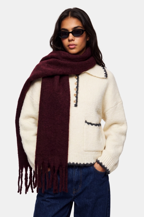 Pieces bordeaux dames sjaal | Model vooraanzicht