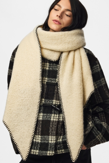 Pieces Sjaal PCPYRON LONG SCARF NOOS BC 17076047 Whitecap Gray/CONTRAST STITCH-BLACK