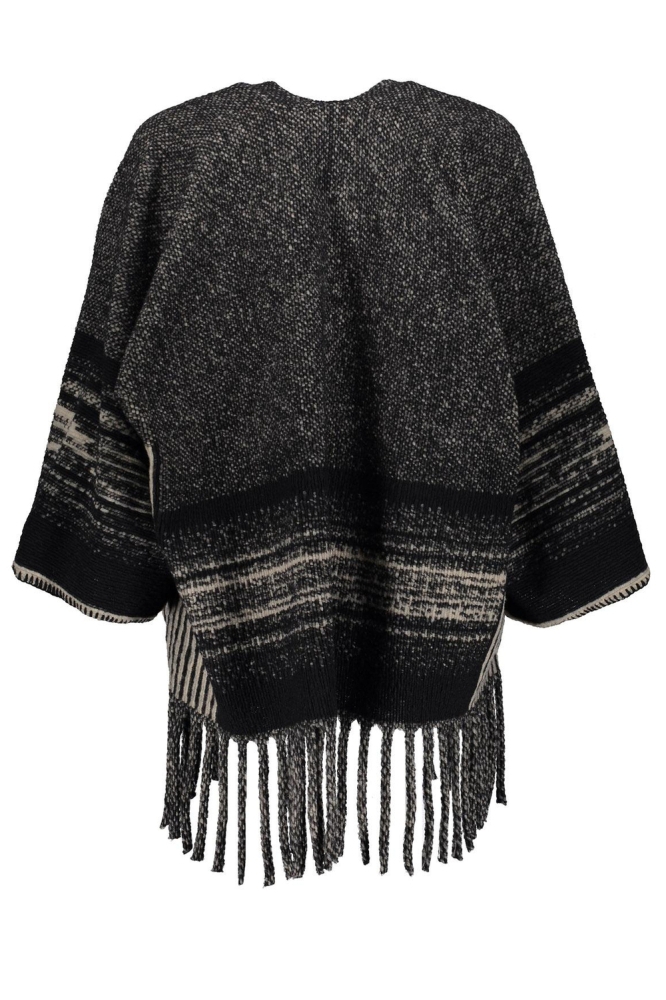 Geisha zwarte dames poncho | Achteraanzicht