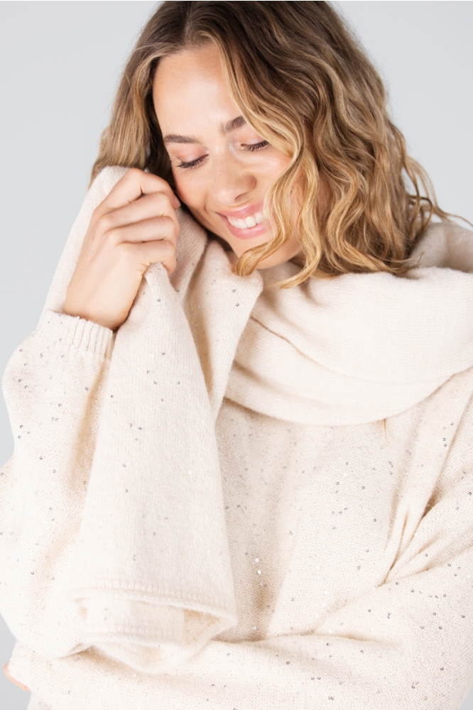 Juffrouw Jansen ecru dames sjaal | Close up