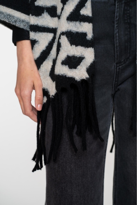 Geisha zwarte dames poncho | Kleurstaal