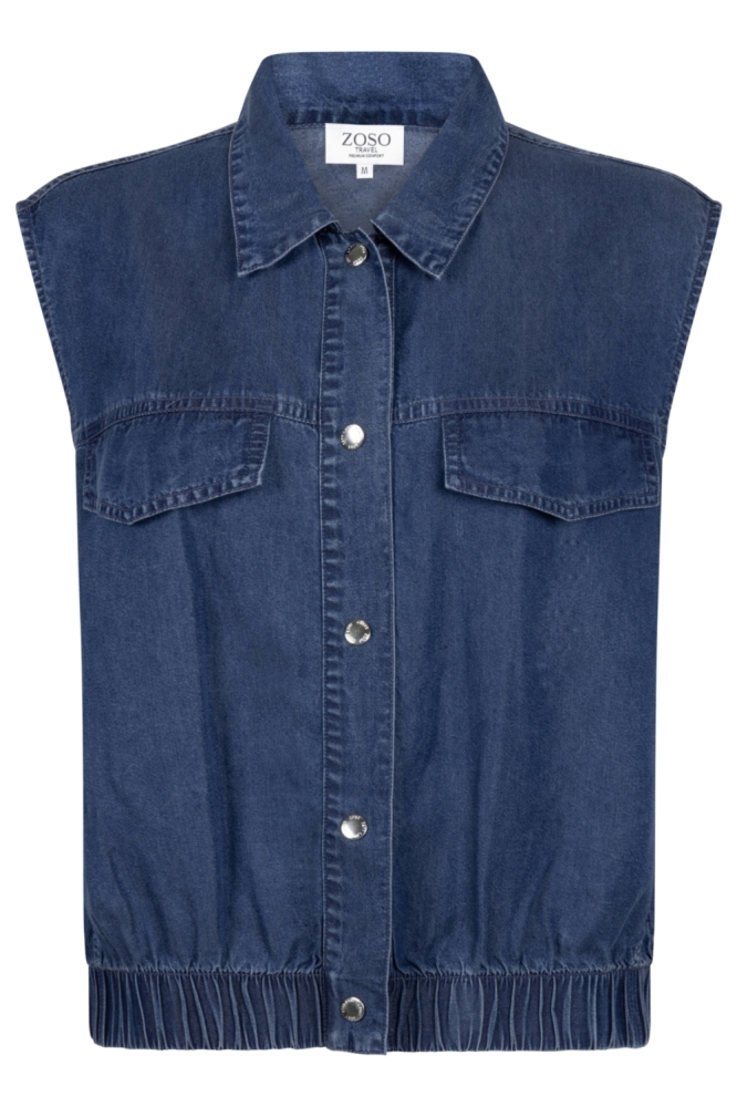 Zoso blauwe dames gilet | Vooraanzicht