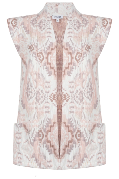 Zoso beige dames gilet | Vooraanzicht