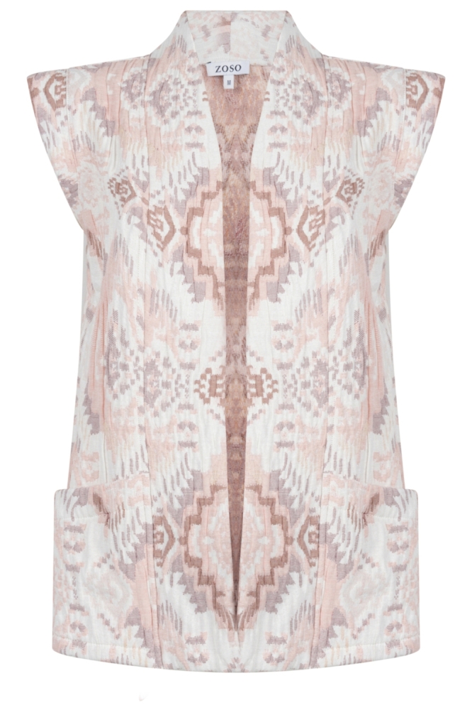 Zoso beige dames gilet | Vooraanzicht