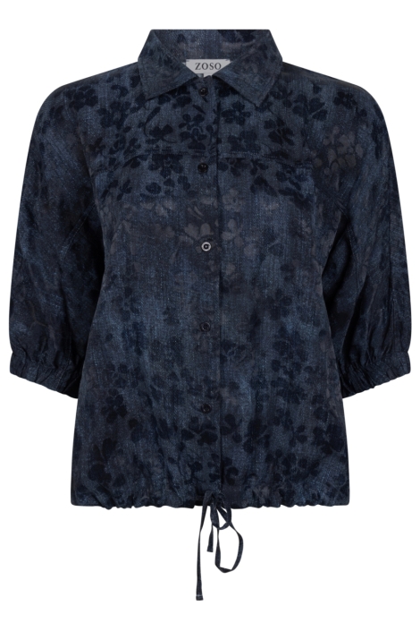 Zoso blauwe dames blouse | Vooraanzicht
