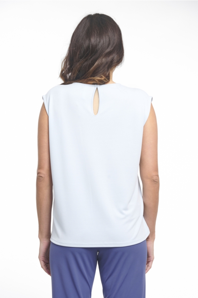 Zoso blauwe dames t-shirt | Model achteraanzicht