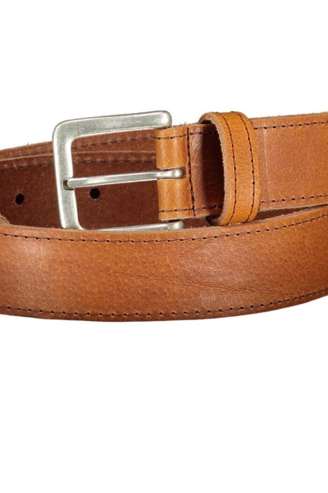 Red Temple cognac heren riem | Close up