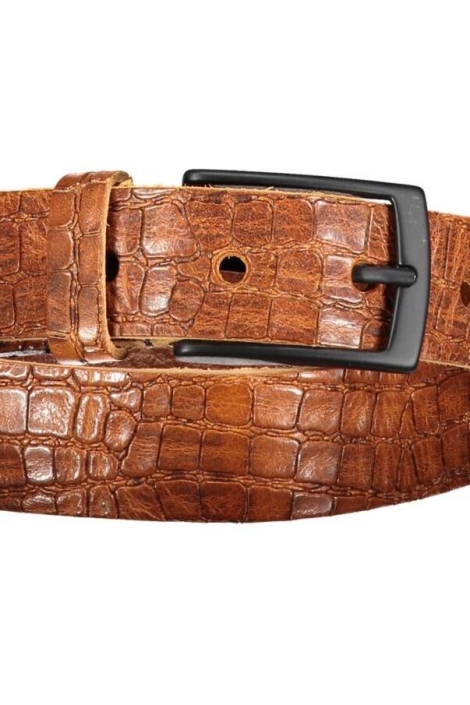 Red Temple bruine heren riem | Close up