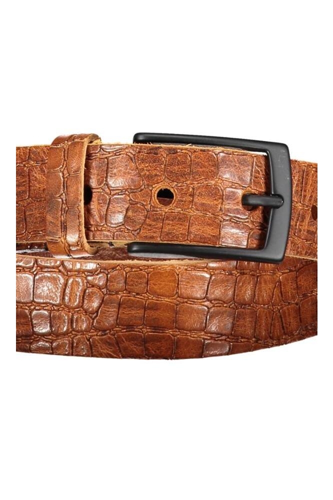 Red Temple bruine heren riem | Close up