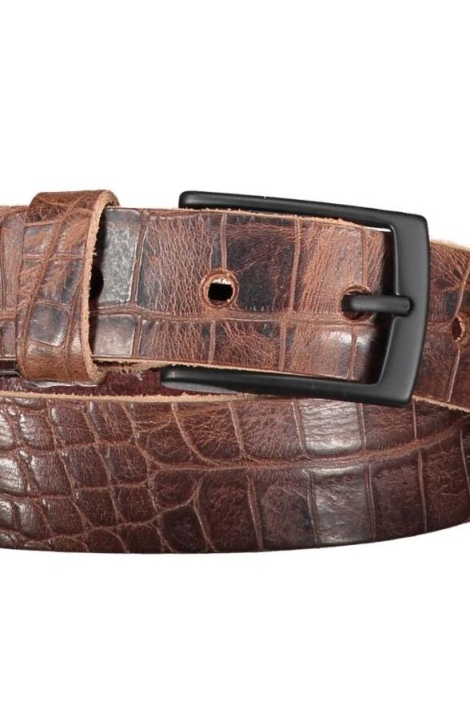 Red Temple bruine heren riem | Close up