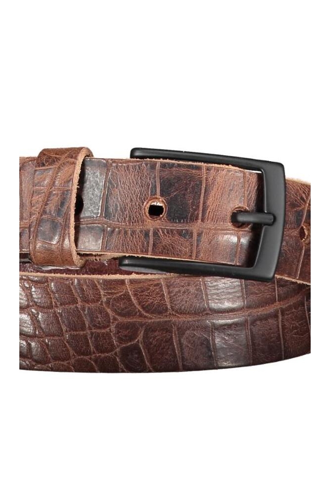 Red Temple bruine heren riem | Close up