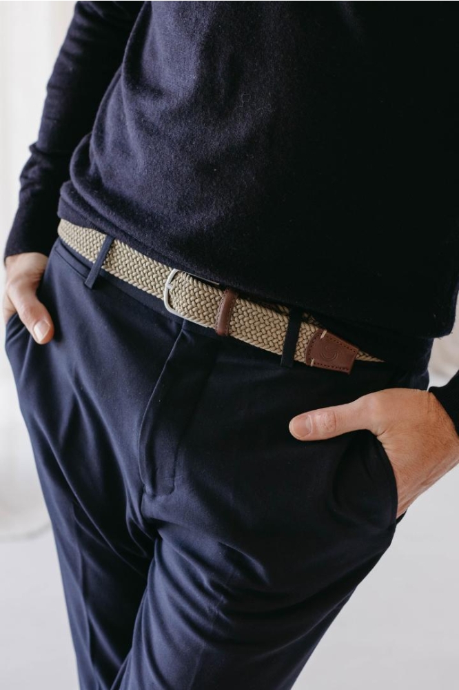 La Boucle beige heren riem | Close up