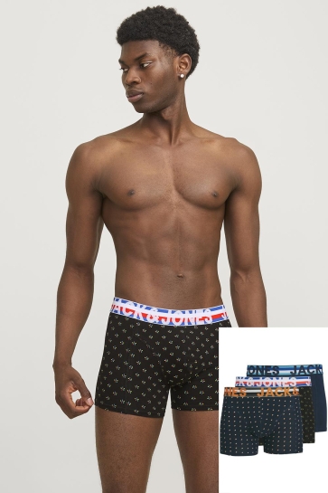 Jack & Jones Ondergoed JACHENRIK TRUNKS 3 PACK NOOS 12151351 Black/Navy Blazer