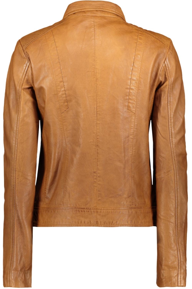 Donders cognac dames leren jas | Achteraanzicht