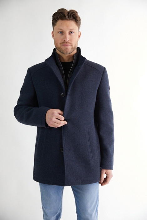 Donders blauwe heren jas | Model vooraanzicht