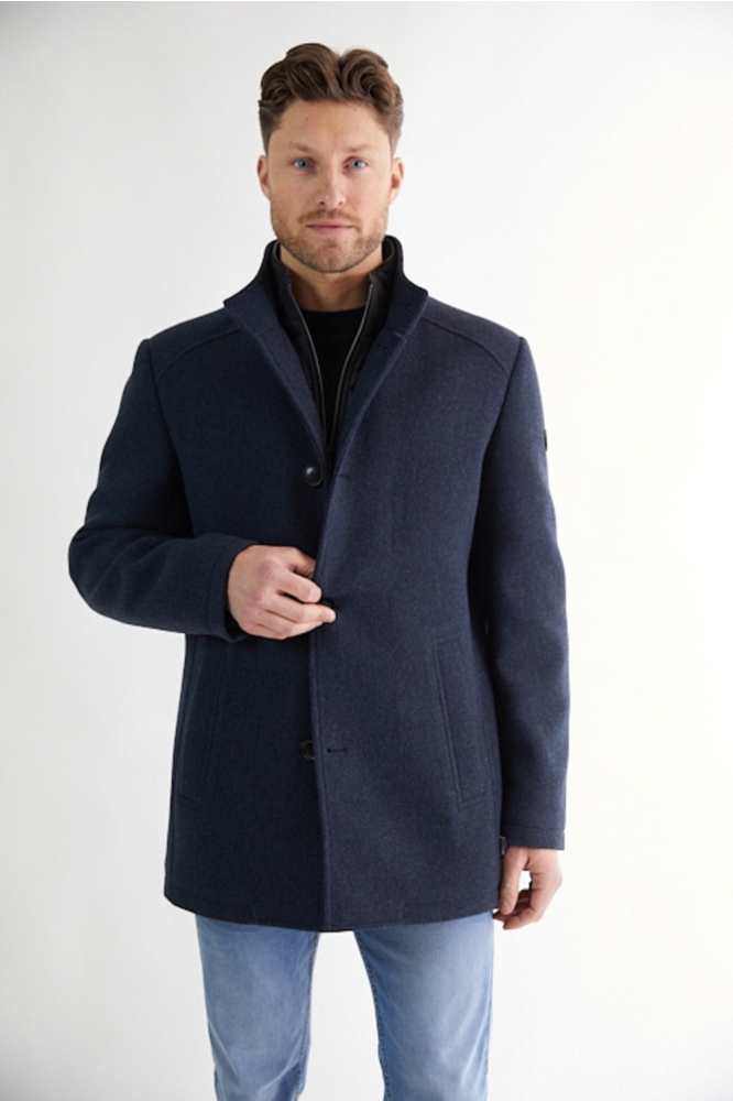 Donders blauwe heren jas | Model vooraanzicht