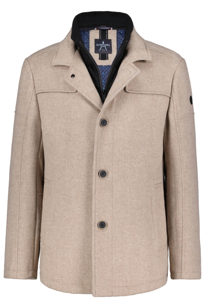 Donders beige heren jas | Vooraanzicht
