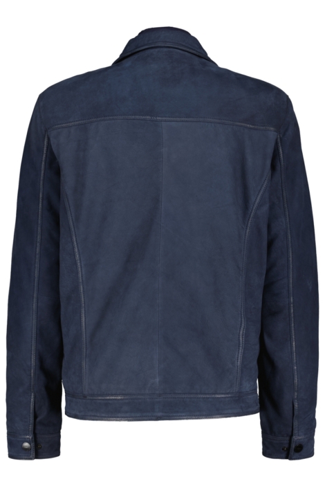 Donders blauwe heren leren jas | Achteraanzicht