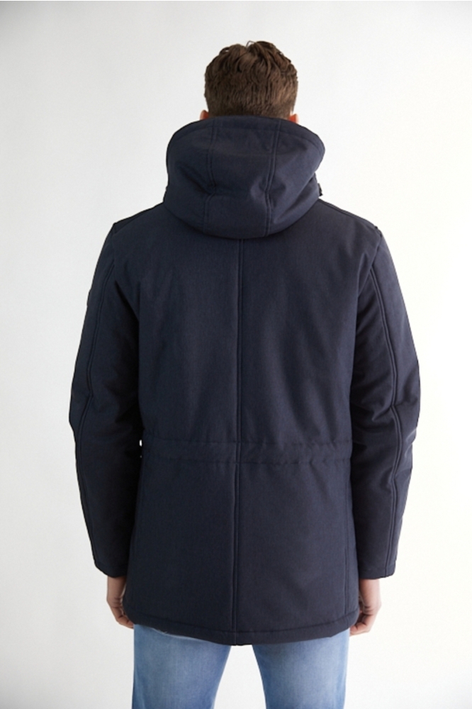 Donders blauwe heren jas | Model achteraanzicht