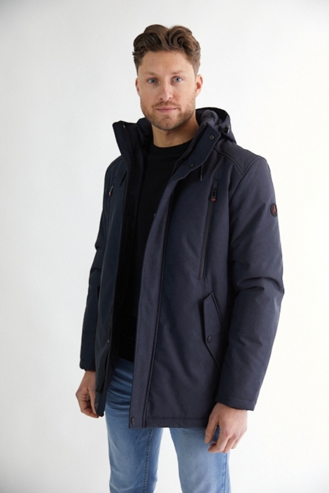 Donders blauwe heren jas | Model zijaanzicht