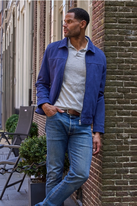 Donders blauwe heren jas | Sfeerbeeld, In situatie