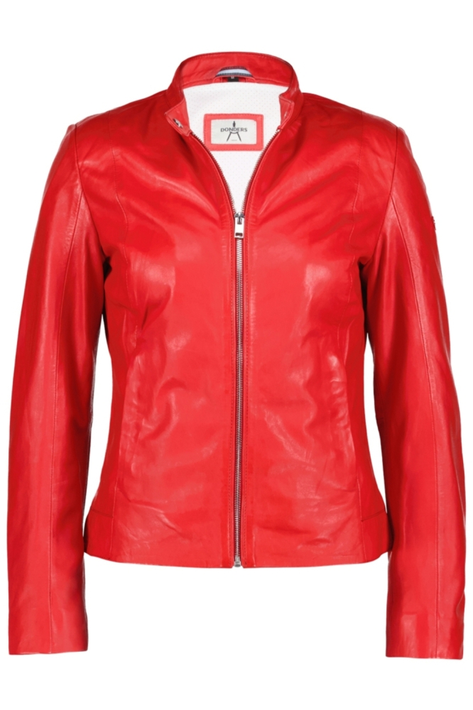 Donders rode dames leren jas | Vooraanzicht