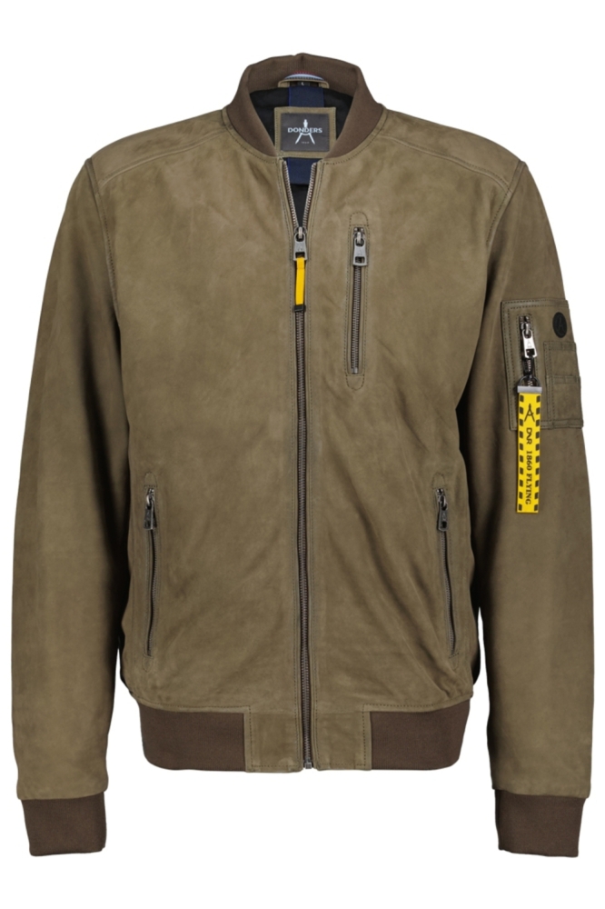 Donders groene heren leren jas | Vooraanzicht