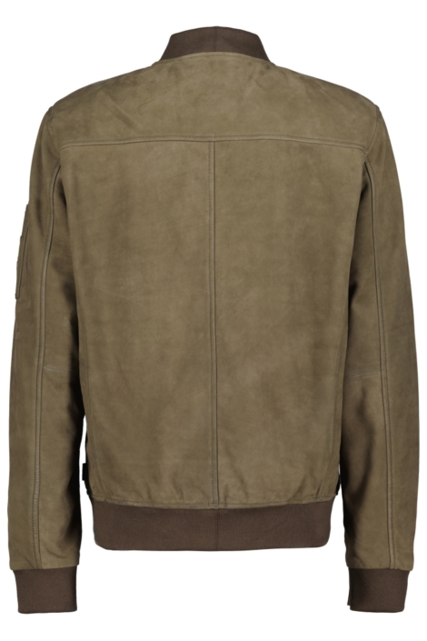 Donders groene heren leren jas | Achteraanzicht