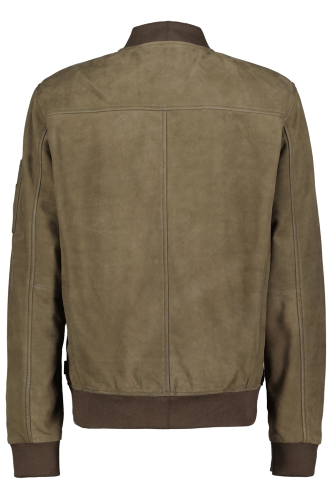 Donders groene heren leren jas | Achteraanzicht